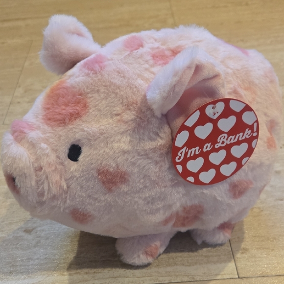 Other - New Plush Piggy Bank with Hearts